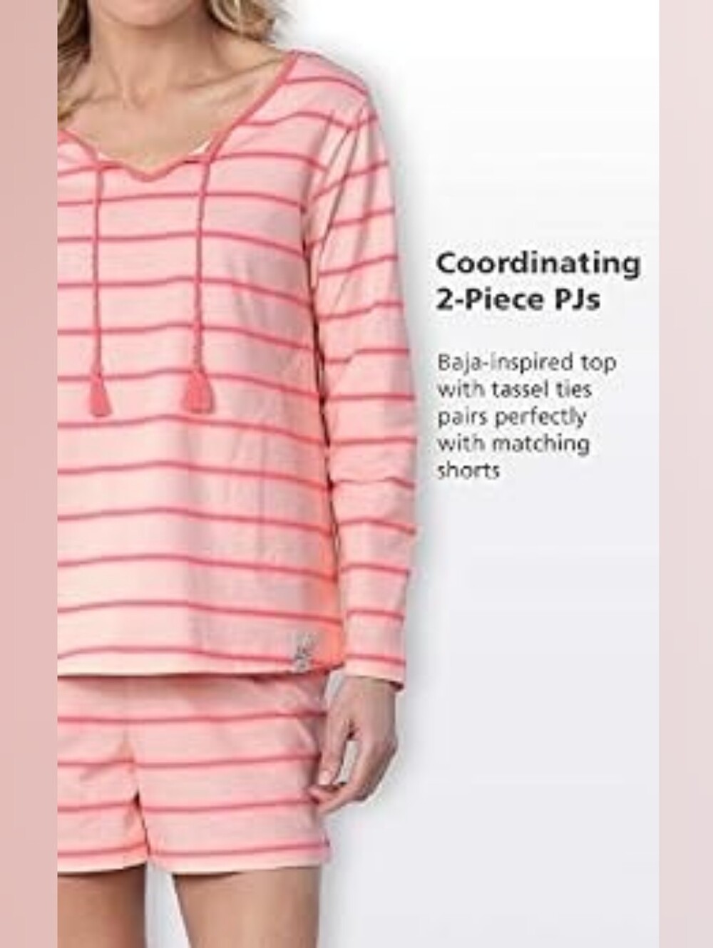Margarittaville Dreams Pink Stripe Long Sleeve Shortie Pajamas